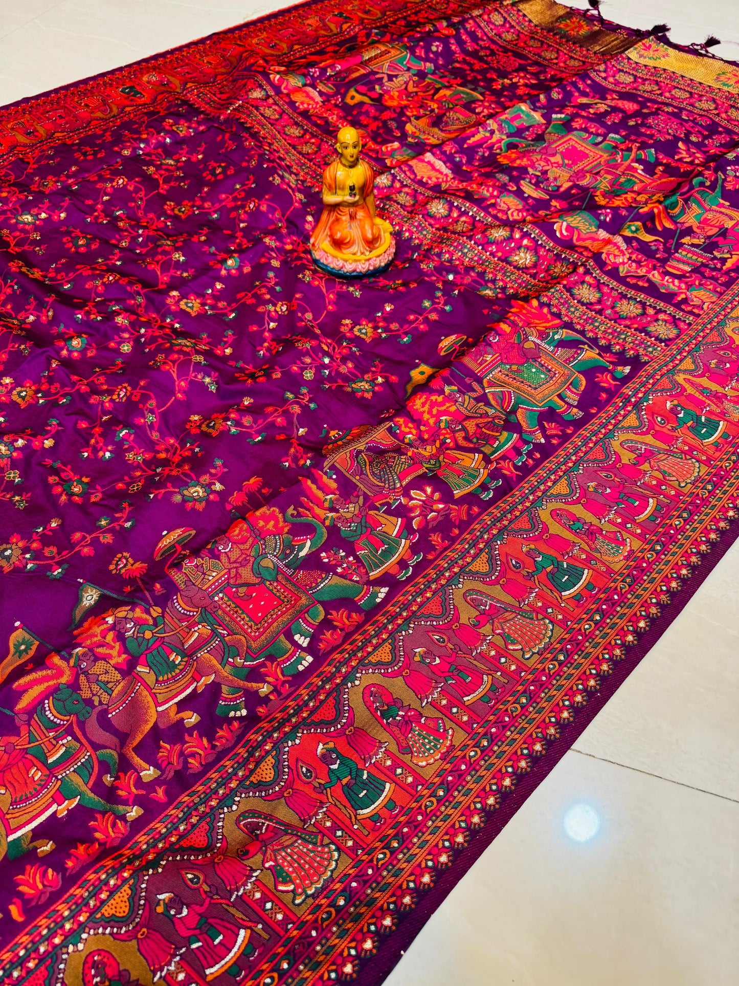 New Exclusive Durga Puja Special Pashmina Baluchari All Over Weaving Design