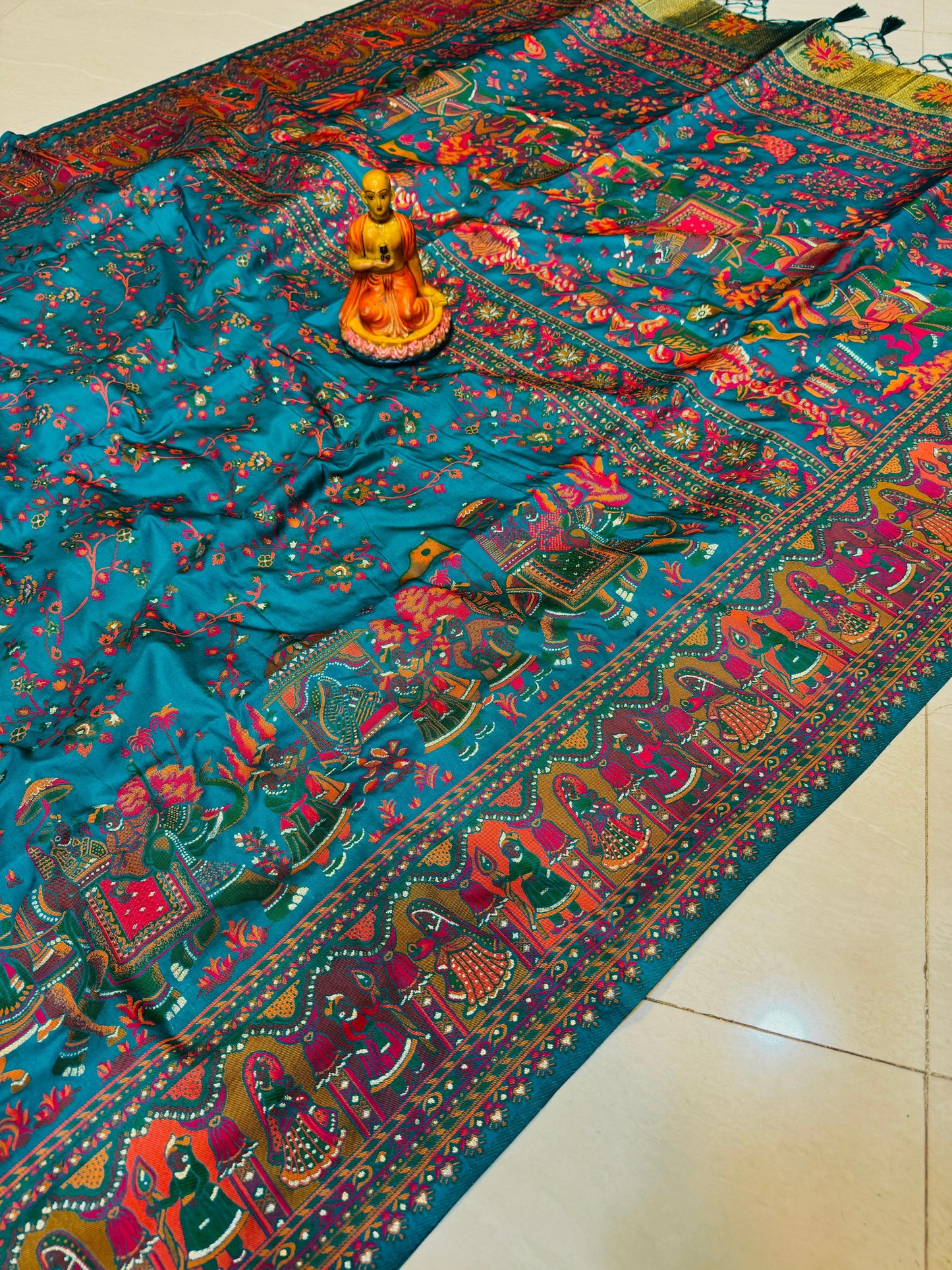 New Exclusive Durga Puja Special Pashmina Baluchari All Over Weaving Design